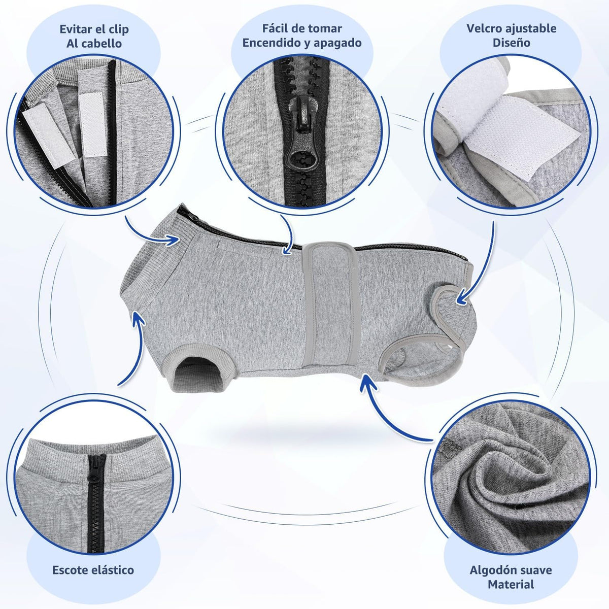 SlowTon Dog Surgery Recovery Suit - Alternative Cone Shaped Collar for Dogs After Surgery with Zipper, Professional Pet Recovery Shirt