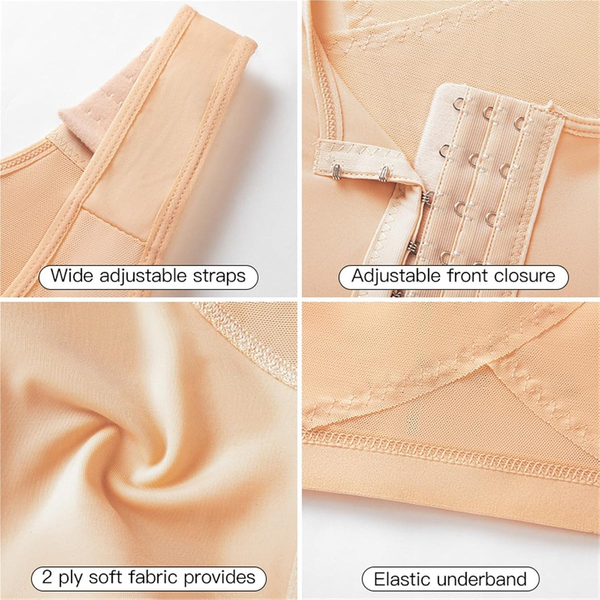 Front Closure Postoperative Compression Bra Sizes S-5XL For Women After Breast Surgery Without Underwire With Daily Sports Support
