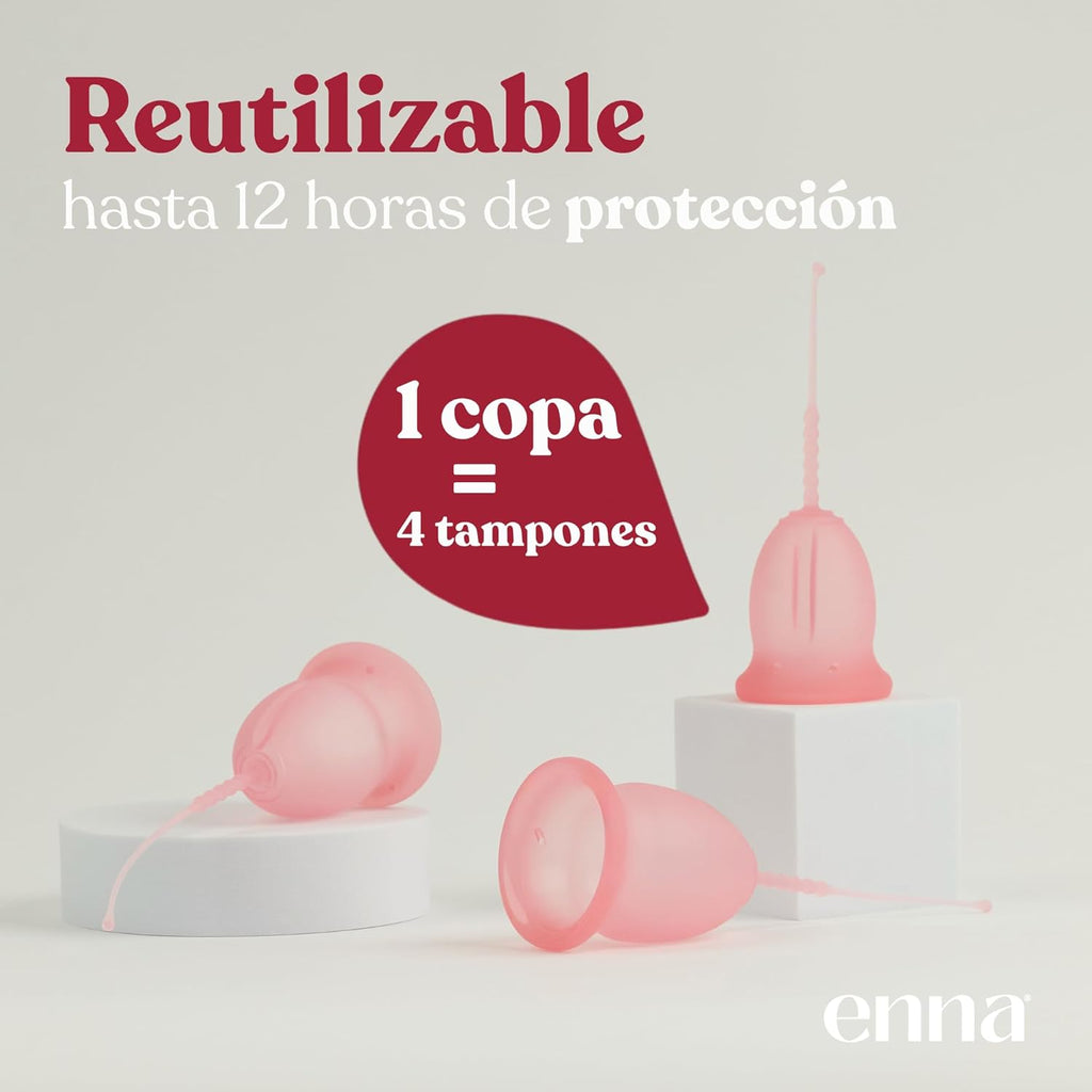 Enna Cycle Easy Menstrual Cup Size S – Pack of 2 Cups + Steriliser Box | Medical Silicone | Made in Spain | Reusable | Up to 12 Hours of Protection