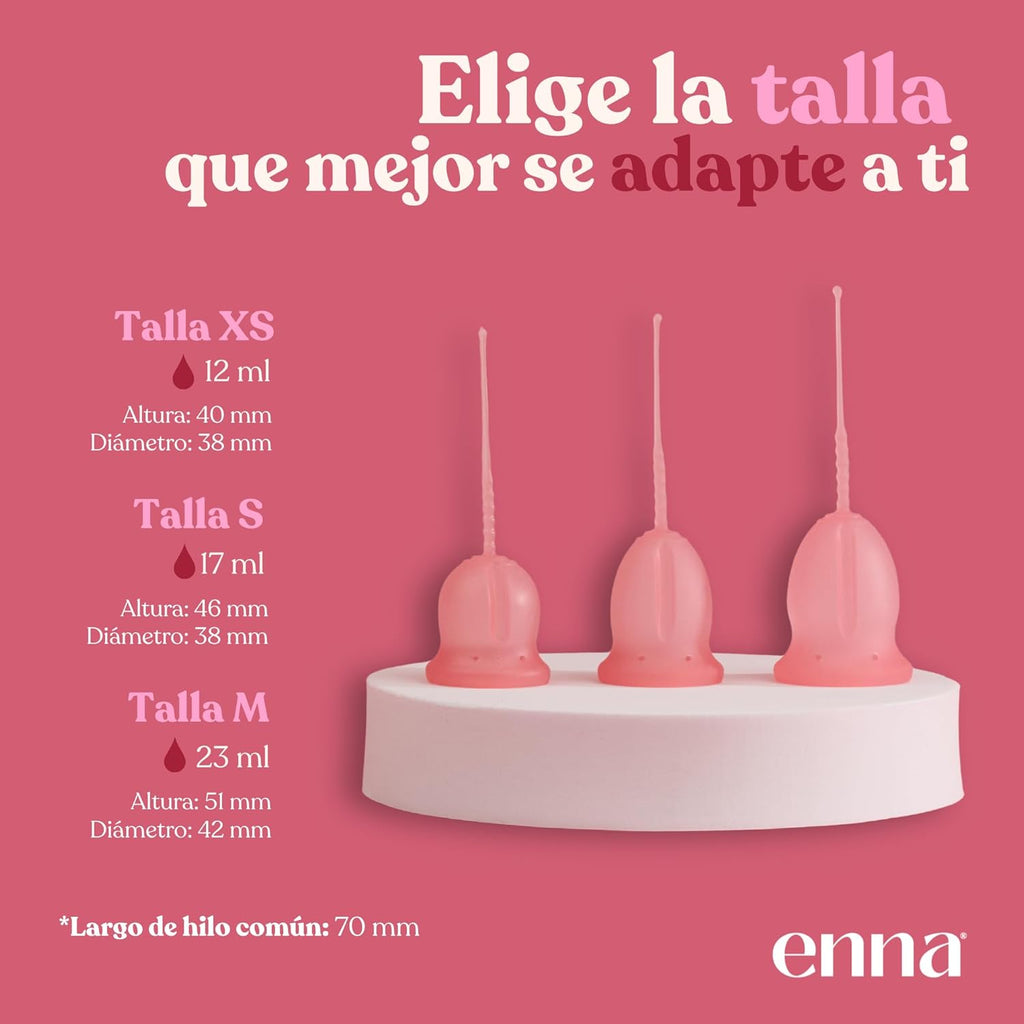 Enna Cycle Easy Menstrual Cup Size S – Pack of 2 Cups + Steriliser Box | Medical Silicone | Made in Spain | Reusable | Up to 12 Hours of Protection