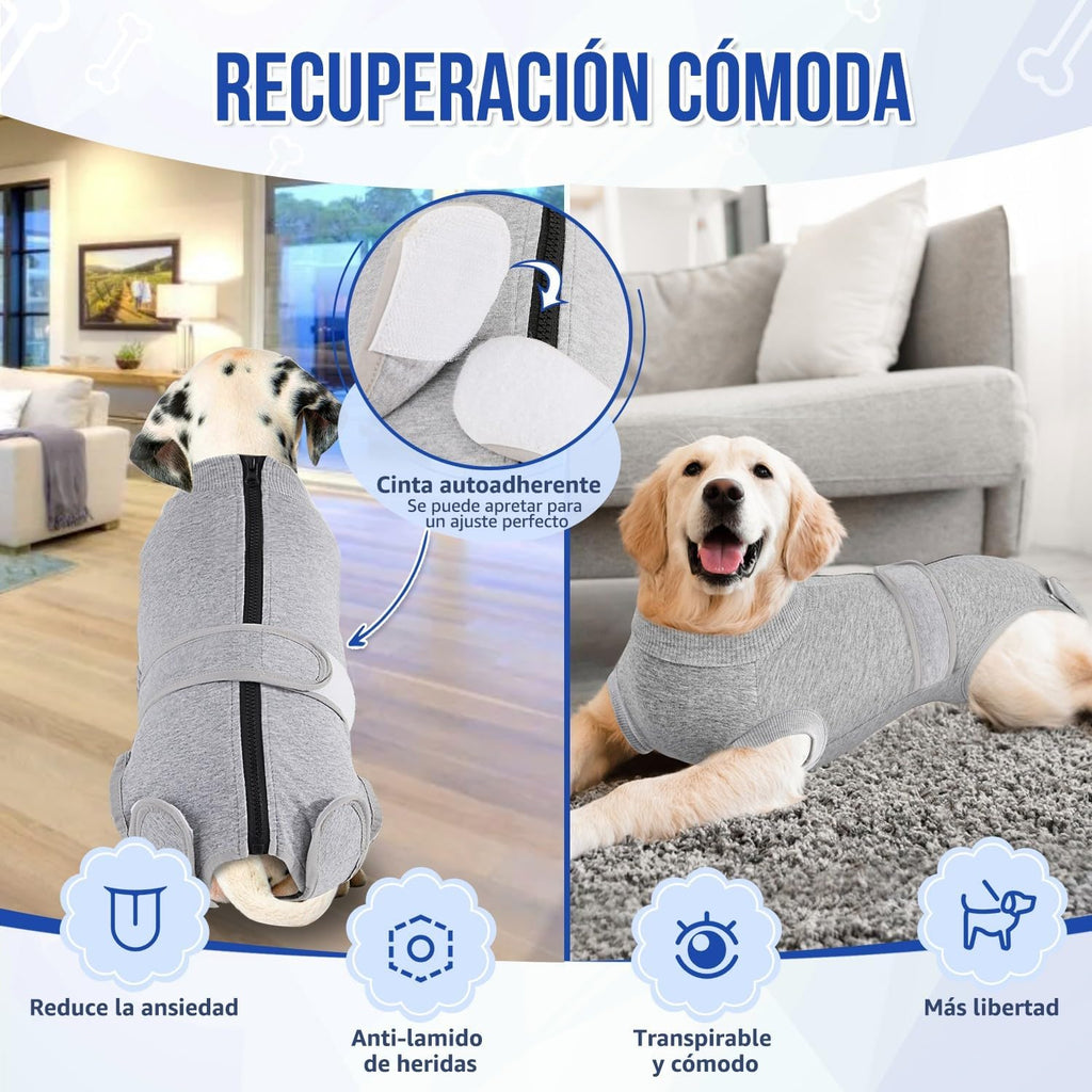 SlowTon Dog Surgery Recovery Suit - Alternative Cone Shaped Collar for Dogs After Surgery with Zipper, Professional Pet Recovery Shirt