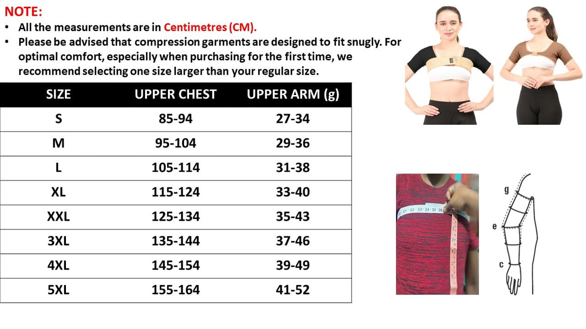 Post Surgical Axillary Breast Support with Axillary Compression Band || MODERATE COMPRESSION || Liposuction Compression Garment || Front Hook Adjustment (Large, Beige)