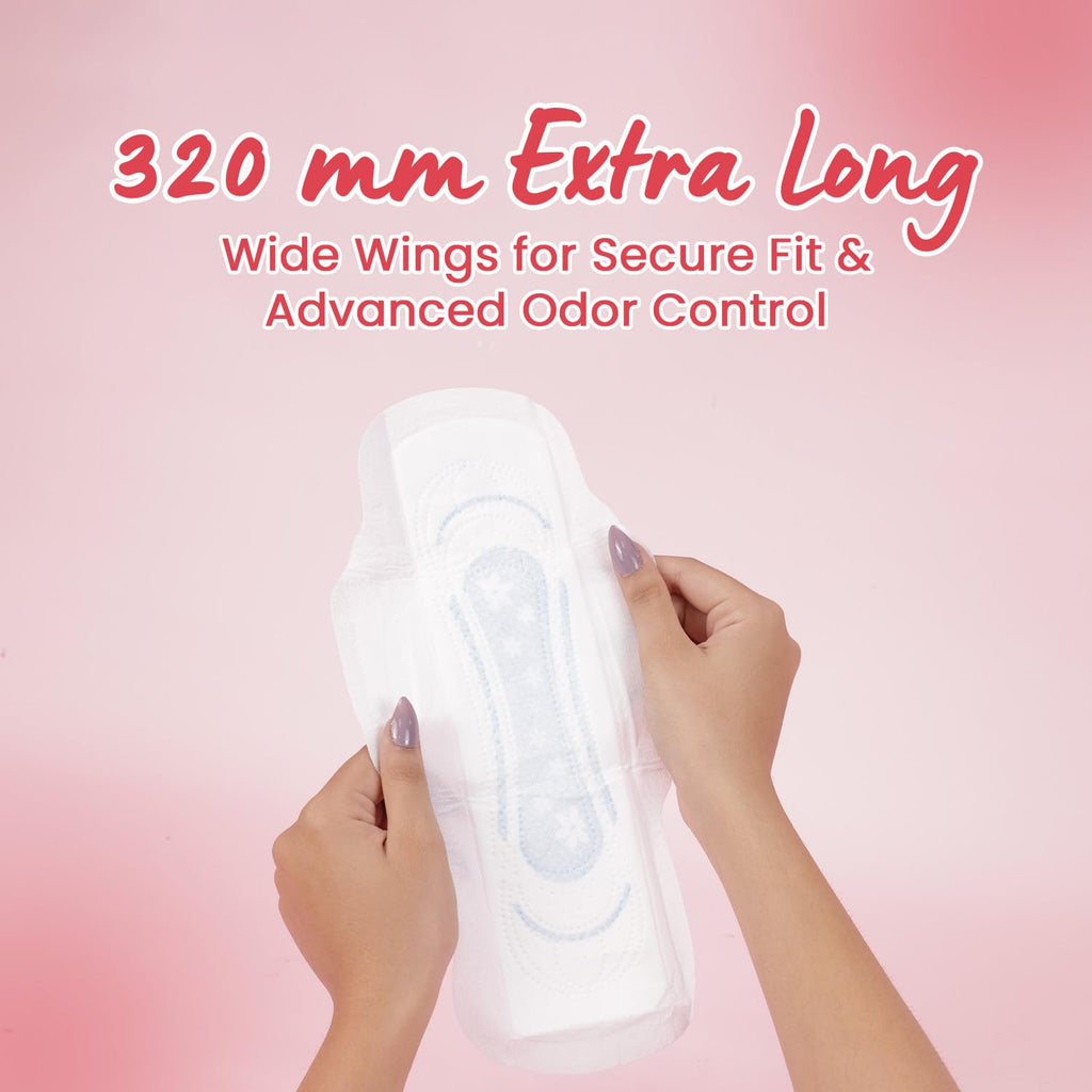 Dryvel Ultra-XXL Sanitary Pads | 320mm Extra Long | 3X Heavy Flow Protection | Odour Control | Wide Wings | Soft & Breathable | Hypoallergenic | Pack for Women & Girls Pack of 2 (30 Pads Each)