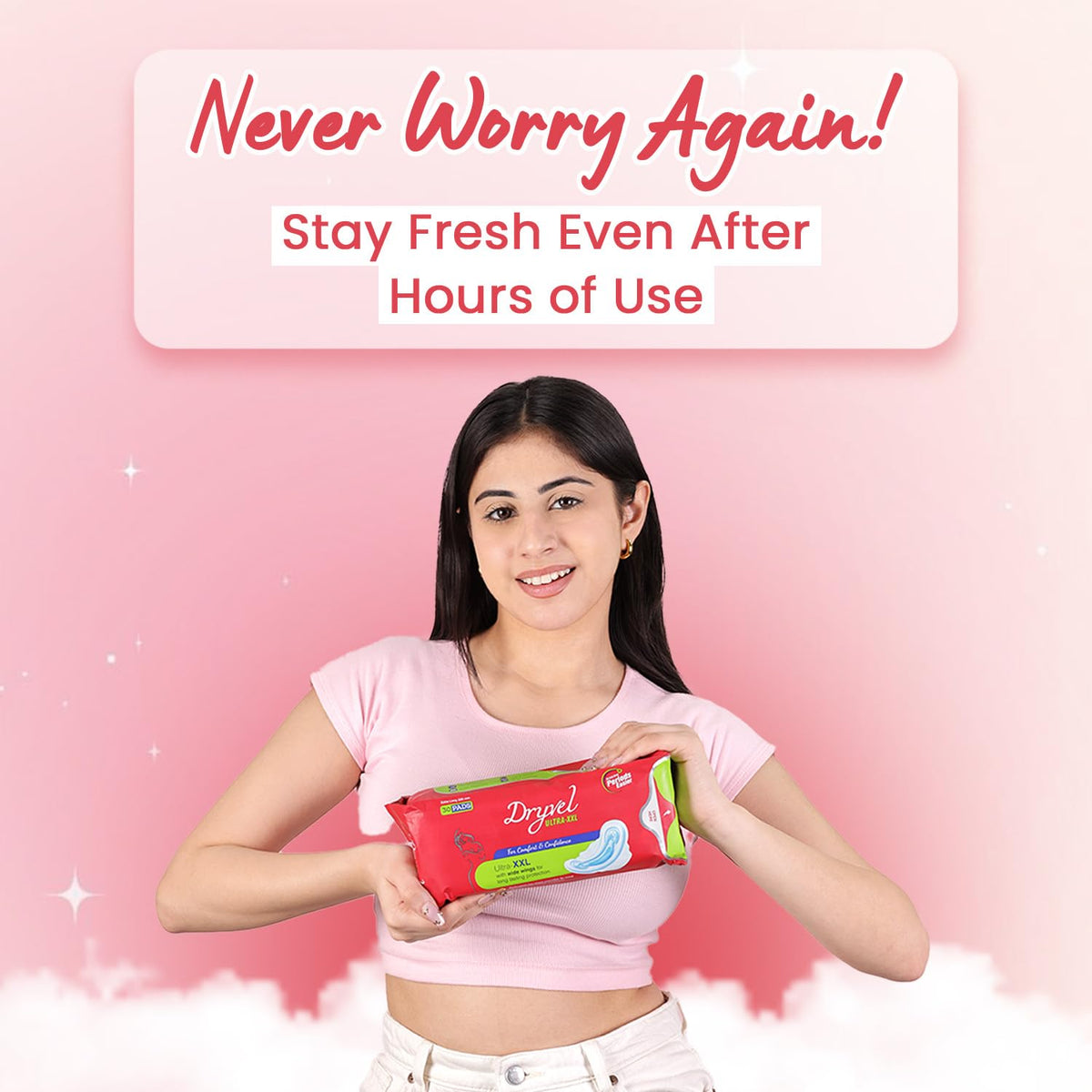 Dryvel Ultra-XXL Sanitary Pads | 320mm Extra Long | 3X Heavy Flow Protection | Odour Control | Wide Wings | Soft & Breathable | Hypoallergenic | Pack for Women & Girls Pack of 2 (30 Pads Each)