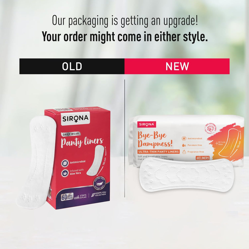 Sirona Daily Use Panty Liners for Women with Aloe Vera - 40 Pcs (Pack of 2) | Cottony Soft Pantyliners Pad with Antimicrobial Properties | Ultra Thin & Better Stickiness
