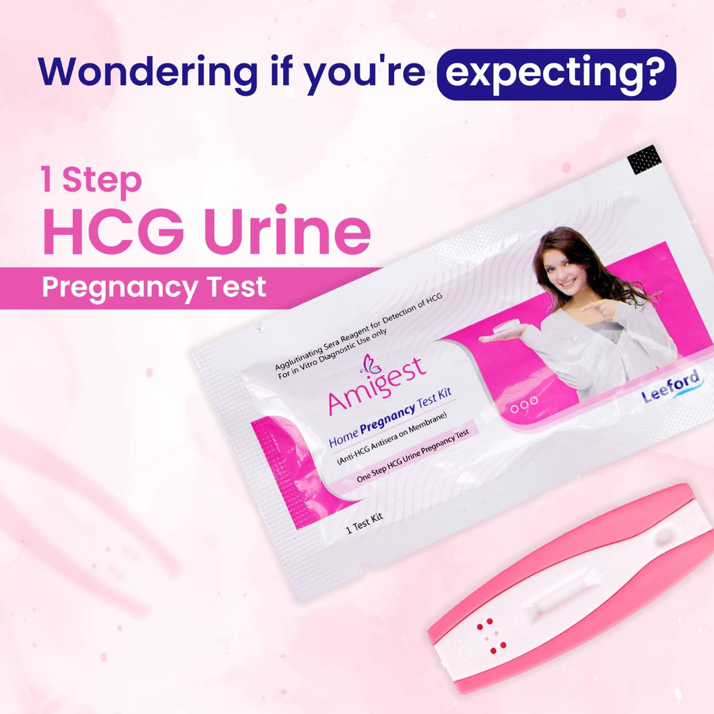 Leeford Amigest Pregnancy Test Kit |1 Step HCG Urine Test | At Home Pregnancy Test Kit | Accurate Result in 3 to 5 Minutes | Home Pregnancy Check | Single-Use Device with Dropper (5)