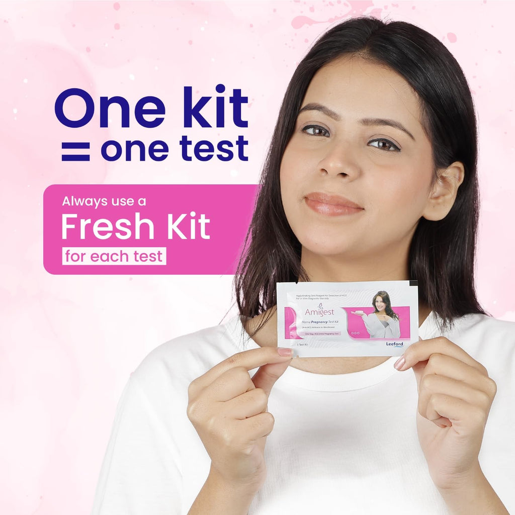 Leeford Amigest Pregnancy Test Kit |1 Step HCG Urine Test | At Home Pregnancy Test Kit | Accurate Result in 3 to 5 Minutes | Home Pregnancy Check | Single-Use Device with Dropper (5)