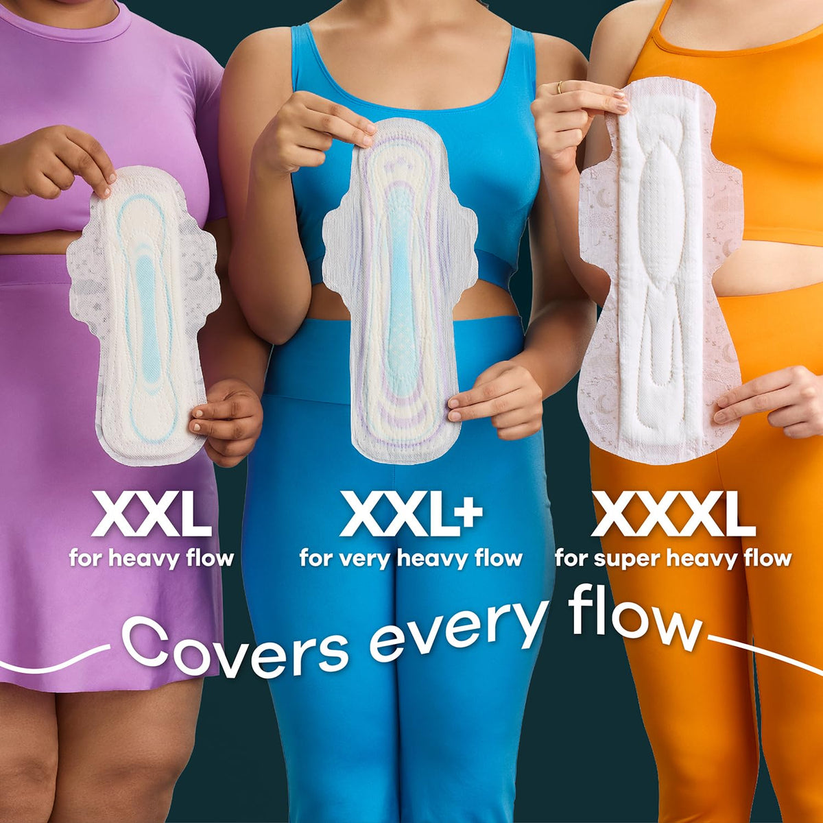 Whisper Bindazzz Nights 16 XXL+ Sanitary Pads, Upto 0% Leaks All Night Long, For Very Heavy Flow, Nearly 60% Longer with Wider Back, Active odor lock so you feel fresh, Disposable Wrapper