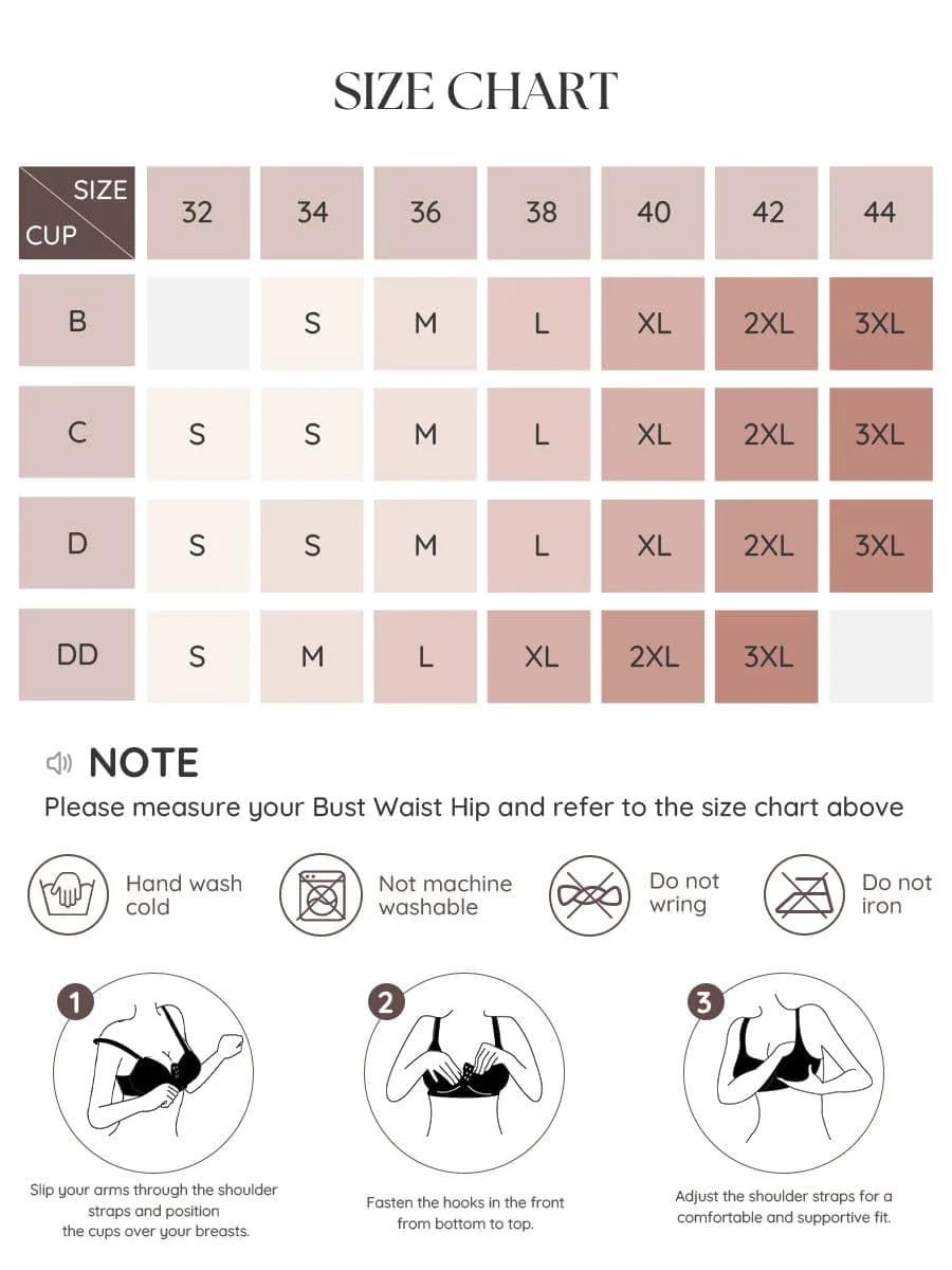 Bra for Women Front Closure Bras Full Coverage with Adjustable Straps | Wire-Free Feeding Bra for Feeding Mothers, Post Surgery Bras for Recovery & Support (S, Dark Skin)