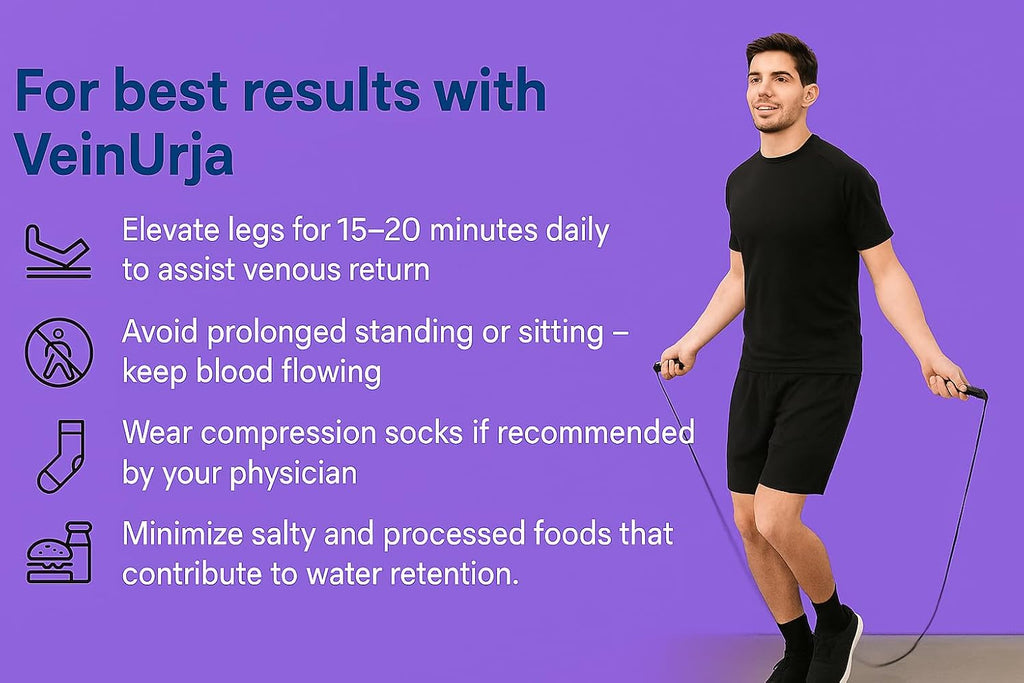 BBETTER VeinUrja Varicose Vein Support | Ayurvedic Supplement for Leg Swelling, Heaviness & Pain Relief | Natural Circulation & Vein Health Formula | 120 Softgels