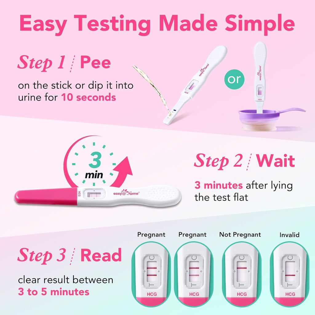 Easy@Home Pregnancy Test Kit for Women: 3 X Early Detection Pregnancy Midstream Tests with Fast Results
