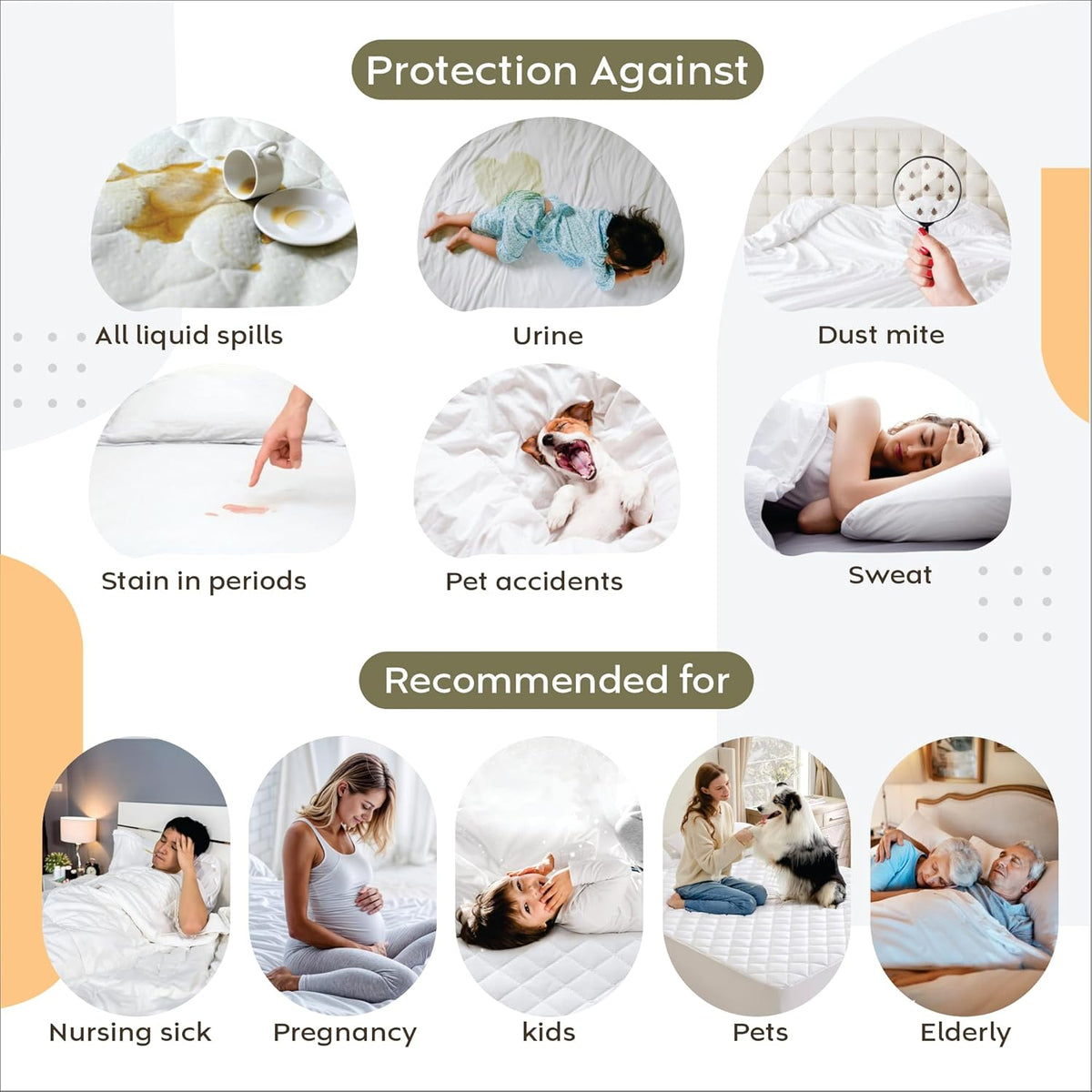 Ayka 100% Waterproof Cotton Quilted Mattress Protector King Size Breathable Hypoallergenic Noiseless Ultra Soft Fitted Bed Protector 78x72 inch Mattress/Bed Cover (King 78x72 inch | 6.5x6 ft, White)