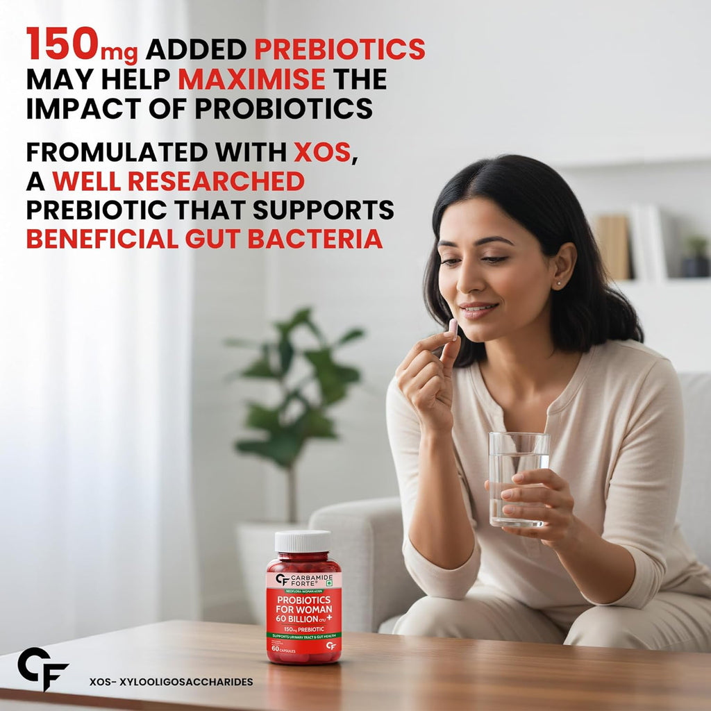 Carbamide Forte Women’s Probiotics Supplement 60 Billion CFU | Vaginal Probiotics & Gut Health Supplements with Cranberry Extract | 60 Veg Capsules (Pack of 2)