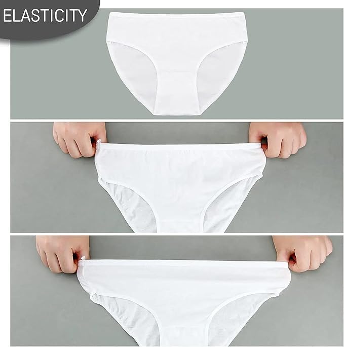 LOURYN KOULYN Cotton Disposable Underwear for Women – Soft, Breathable, Comfortable Travel Panties | Postpartum & Hospital Use Briefs (Pack of 5)