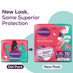 Evereve Period Panty For Girls & Women, (L-XL), 2x10 Pcs, 360 Degree Coverage, 0% Leaks, High Absorbency For Heavy Flow, Maternity Delivery Pads, Postpartum & Overnight Protection, Disposable Panty