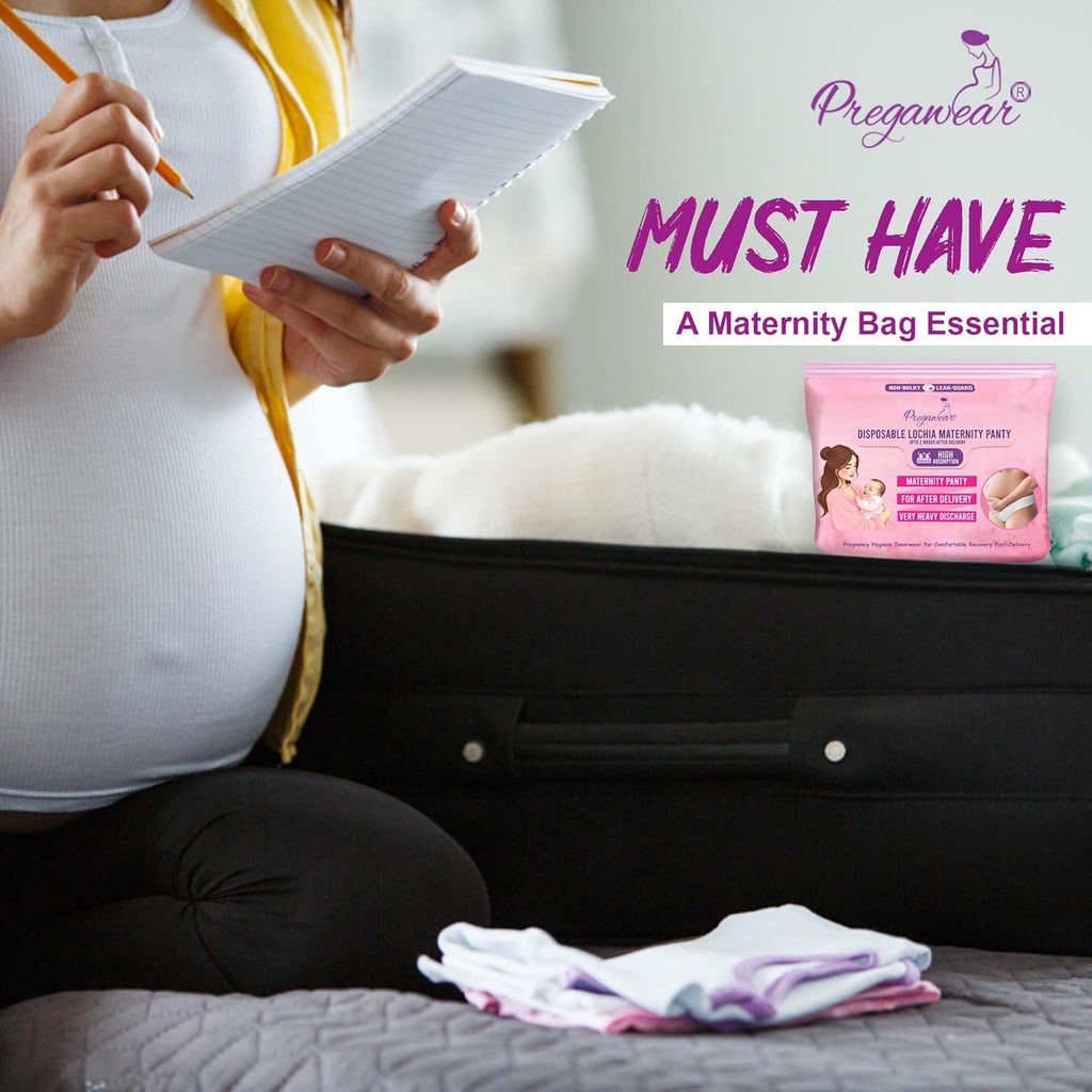 Pregawear Maternity Panty| Disposable Period Panties| Postpartum Underwear| Heavy Flow & Rash Free Periods| Leak Proof Pads After Delivery| Overnight Protection|Toxic Free| (Pack of 5) (XXL)