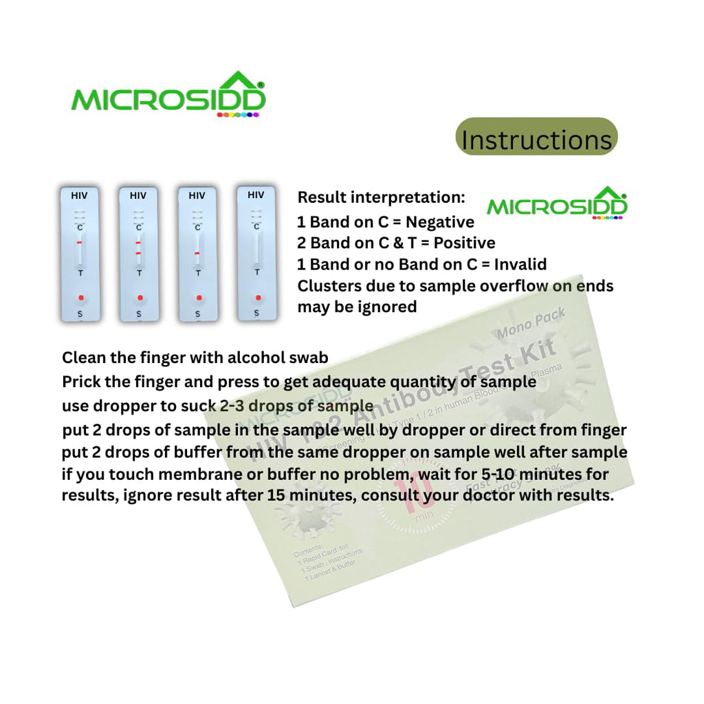 Microsidd HIV Antibody Rapid Test Kit, Point-of-Care, Blood Sample, 99.8% Accuracy, 2nd Generation (1)