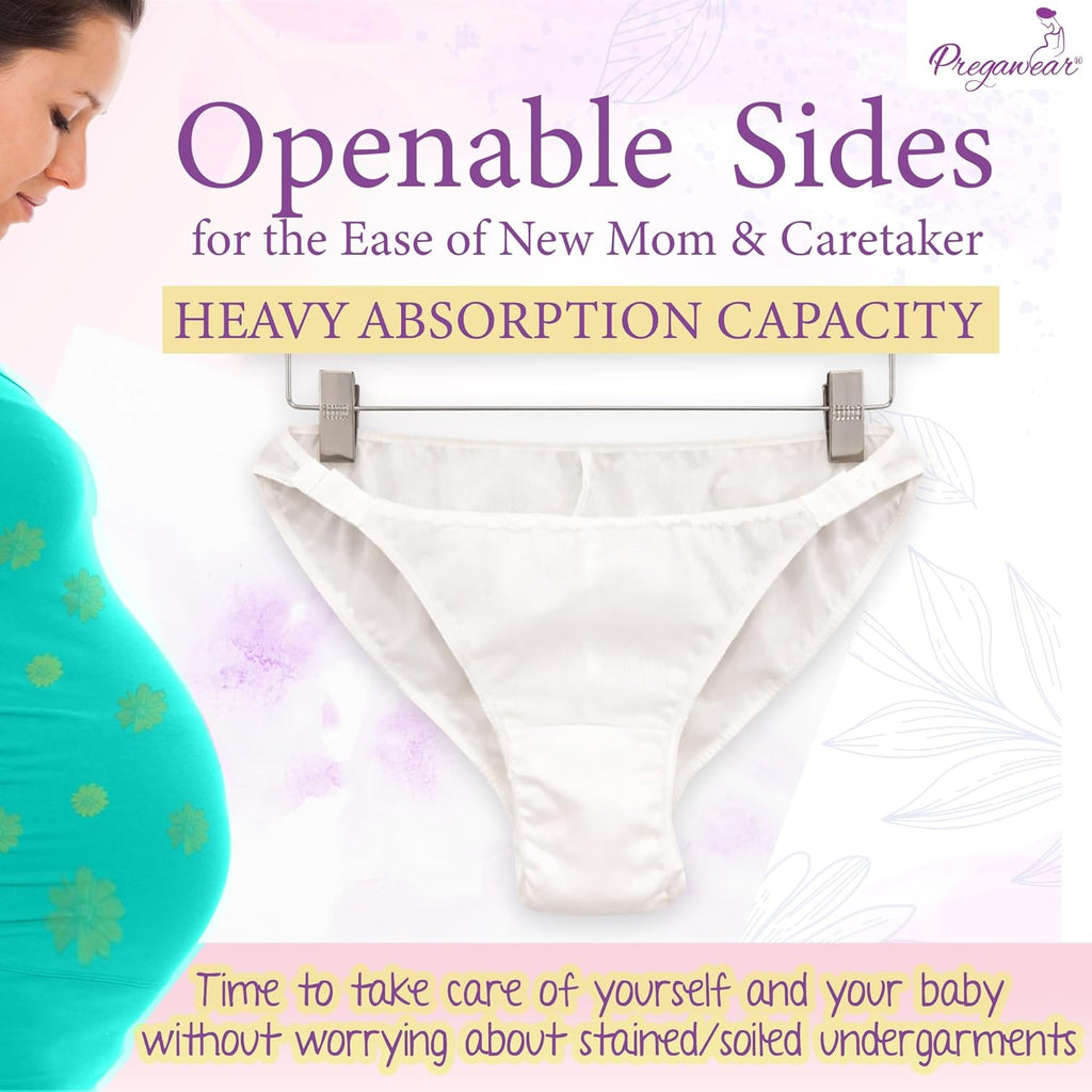 Pregawear C Section Maternity Panty(4) & Postpartum Panty(10) Combo |Low Rise 360˚ Coverage Disposable Underwear|Ultra Thin, 100% Leak Proof, Antifungal After Delivery Heavy Flow