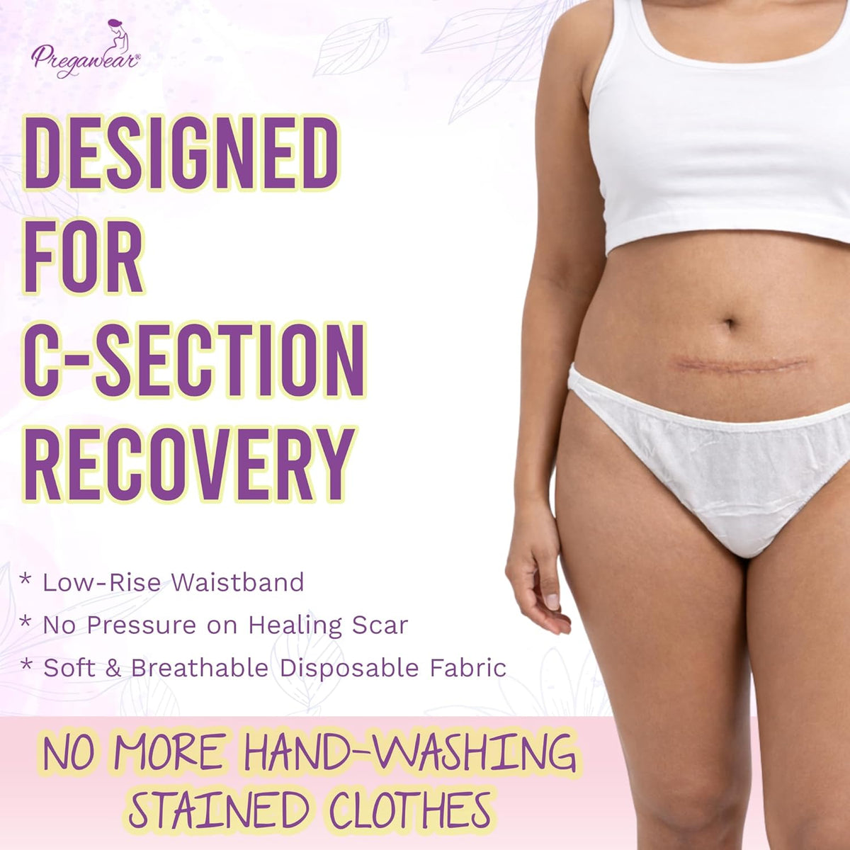 Pregawear C Section Maternity Panty(4) & Postpartum Panty(10) Combo |Low Rise 360˚ Coverage Disposable Underwear|Ultra Thin, 100% Leak Proof, Antifungal After Delivery Heavy Flow
