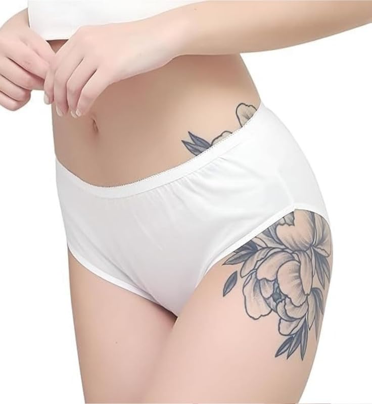 Women's Disposable 100% Pure Cotton Briefs Discreet Underwear Panties for Travel Hotel/Hospital Stays/Travelling/Spa/Surgery/Periods/Postpartum