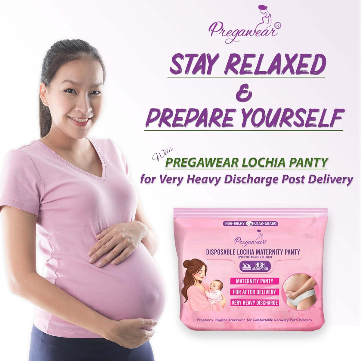 Pregawear Maternity Panty| Disposable Period Panties| Postpartum Underwear| Heavy Flow & Rash Free Periods| Leak Proof Pads After Delivery| Overnight Protection|Toxic Free| (Pack of 5 - XL)