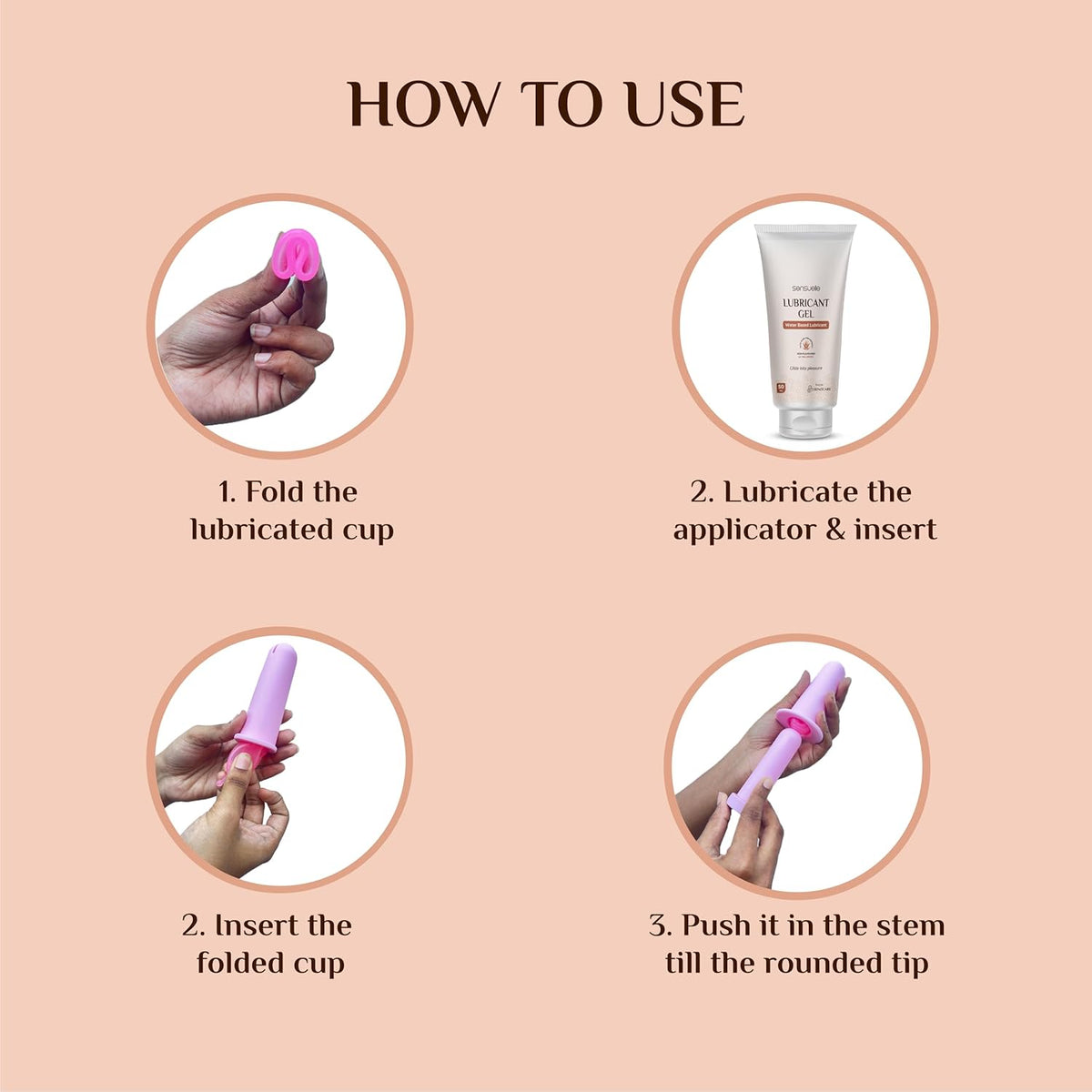 Reusable Menstrual Cup Medium with Applicator, Lubricant Gel & Sterilizer Case for Women - Soft Silicone, Leak-Proof Period Care Kit (M)