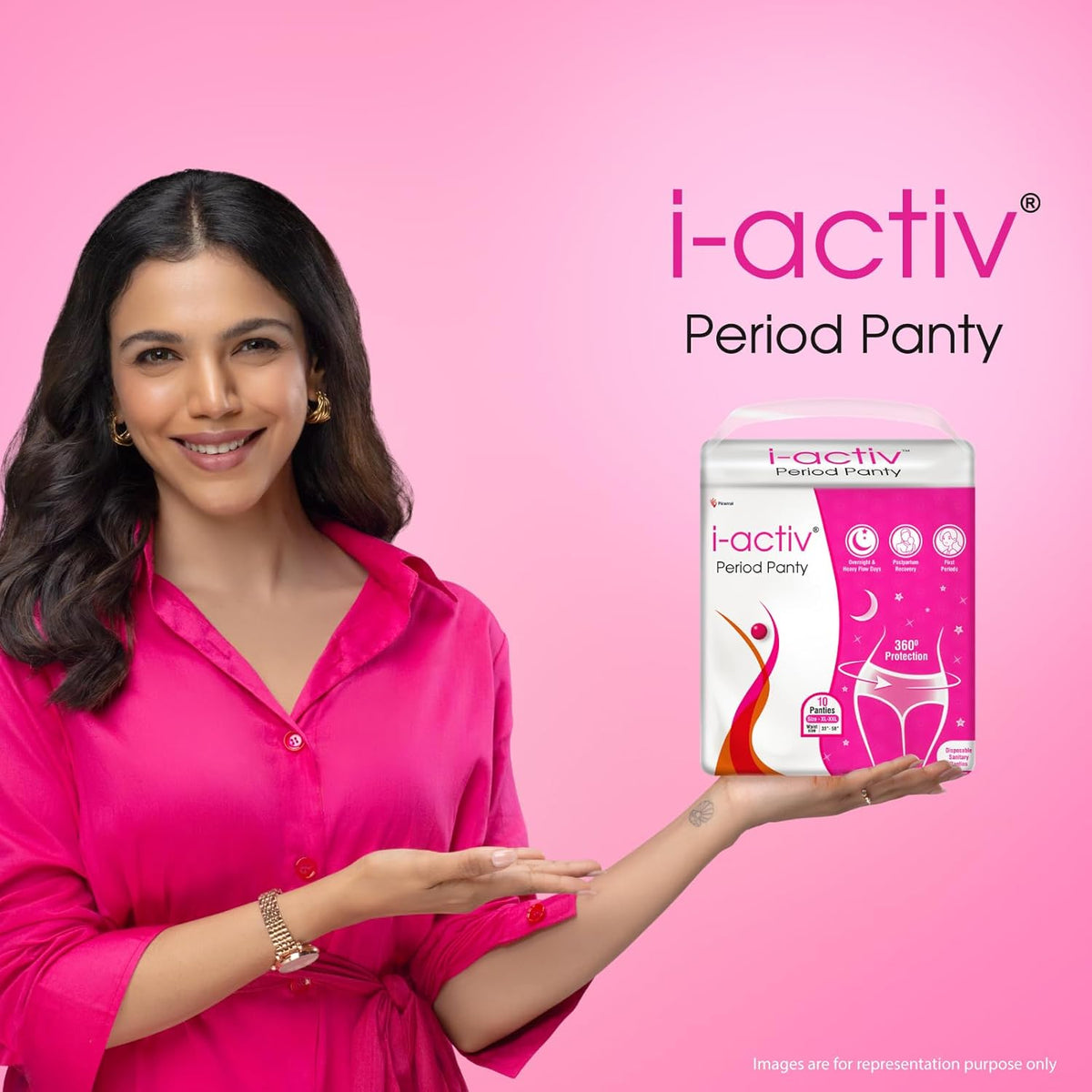 i activ Period Panty for Girls & Women | XL-XXL| 10's Pack | Disposable Period Panties for Women for Heavy Flow Periods | Maternity Pads after Delivery | 360 Degree Protection| Waist Size - 33" to 58"