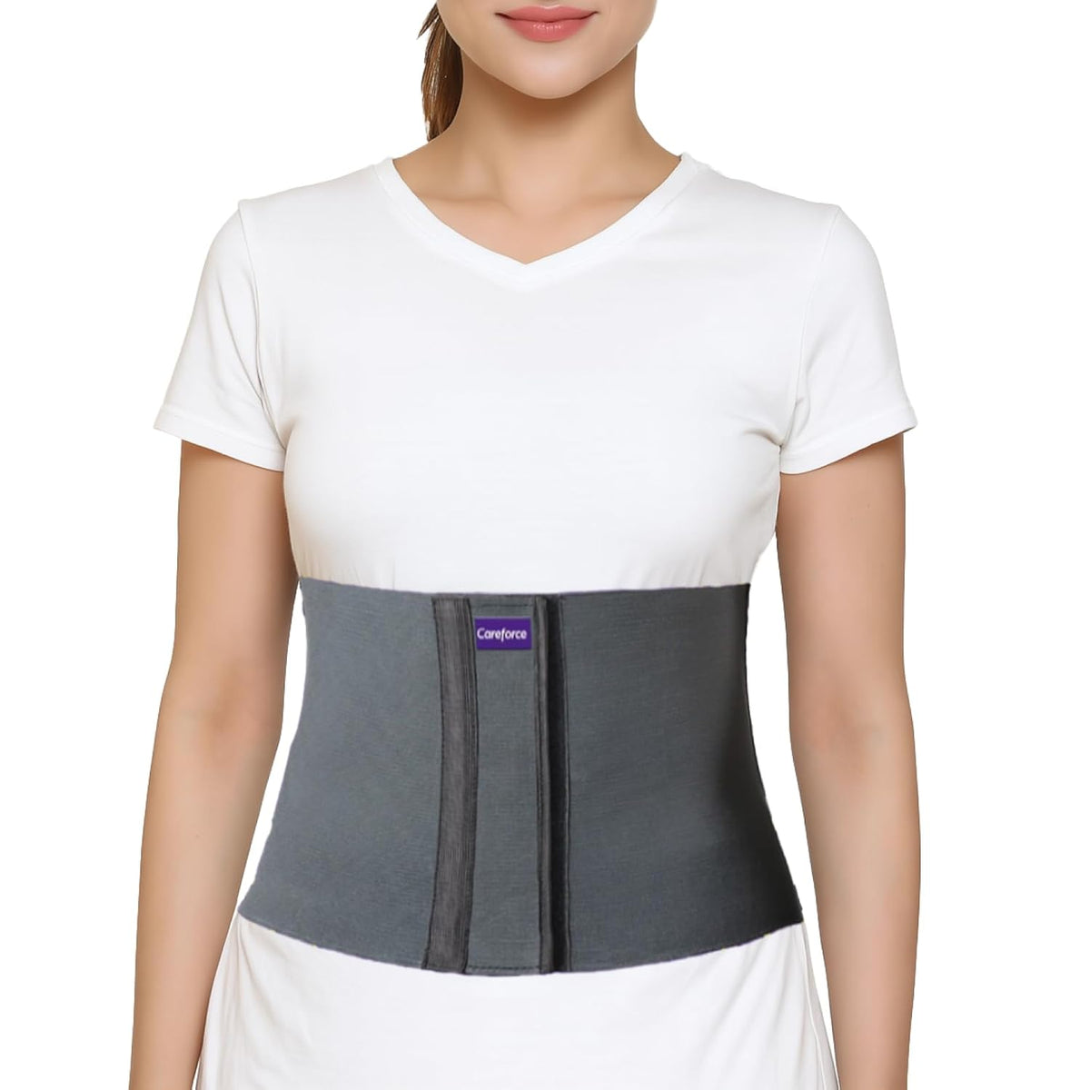 Careforce - The Force Behind Your Health Polyester Postpartum Abdominal Belt After Delivery for Tummy Reduction Belly Support Belt Abdominal Binder Belt for Back Pain Relief Women, Men-Grey 8 Inch-XL