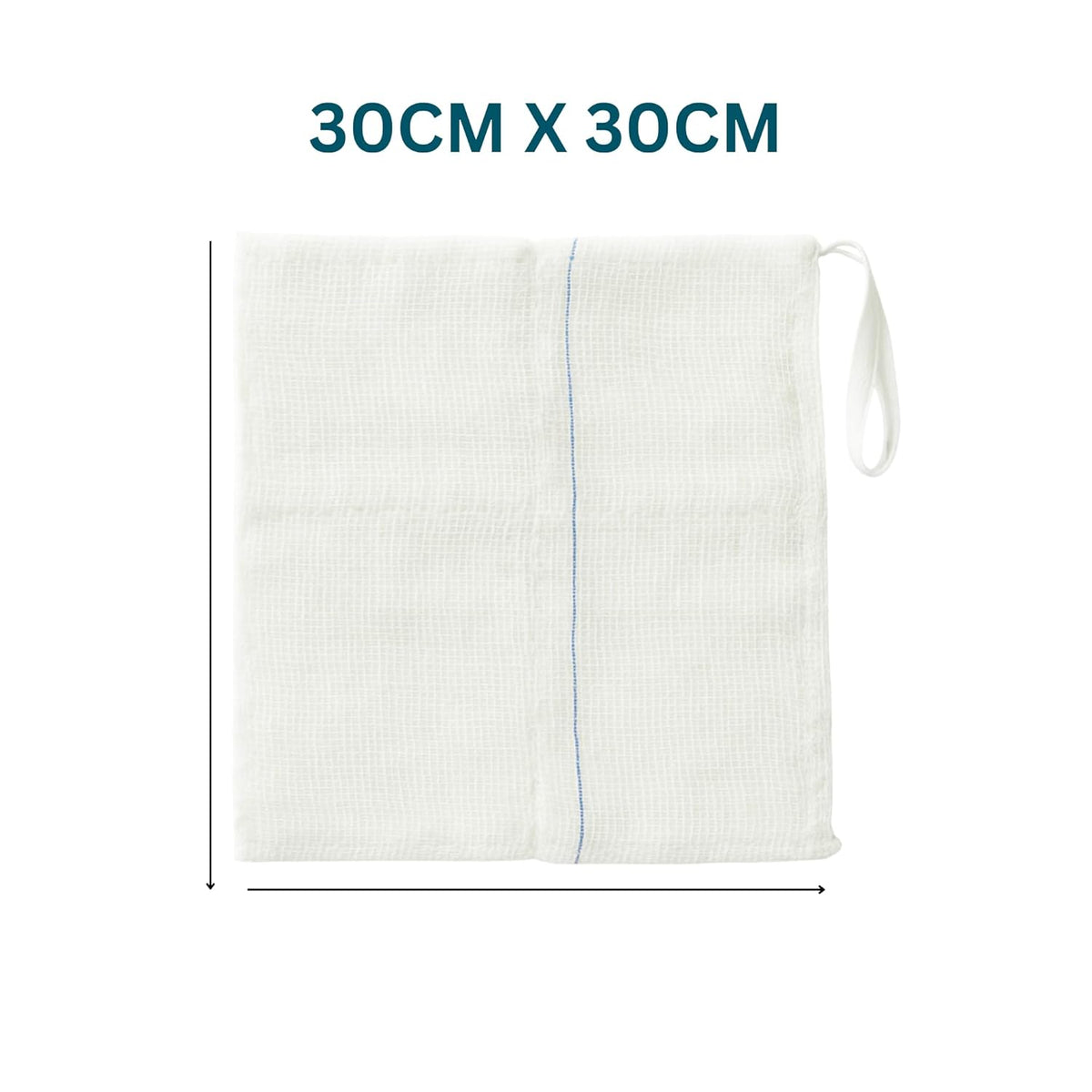 Sterile Abdominal Mop Gauze Sponge 30cm x 30cm, 12-Ply (Type 17) – Surgical Lap Sponge with X-Ray Detectable Thread, Pack of 5