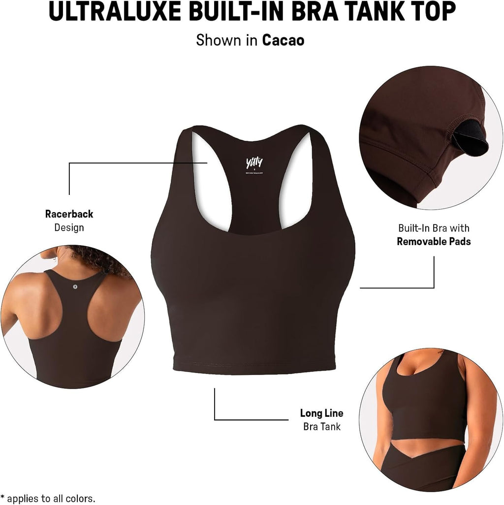 YITTY Active Sports Bra Tank, Tank Top for Women with Built-in Bra, Racerback, Removable Cups, Low-Impact Yoga and Gym
