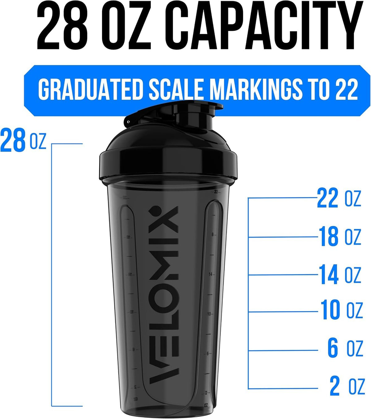 VELOMIX 8 Pack 28oz Protein Shaker Bottle for Protein Mixes, Crystal Clear | 8x Wire Whisk, Leak Proof Shaker Cups for Protein Shakes, Stackable, Multipack Value Set for Home, Gym, Office and Car