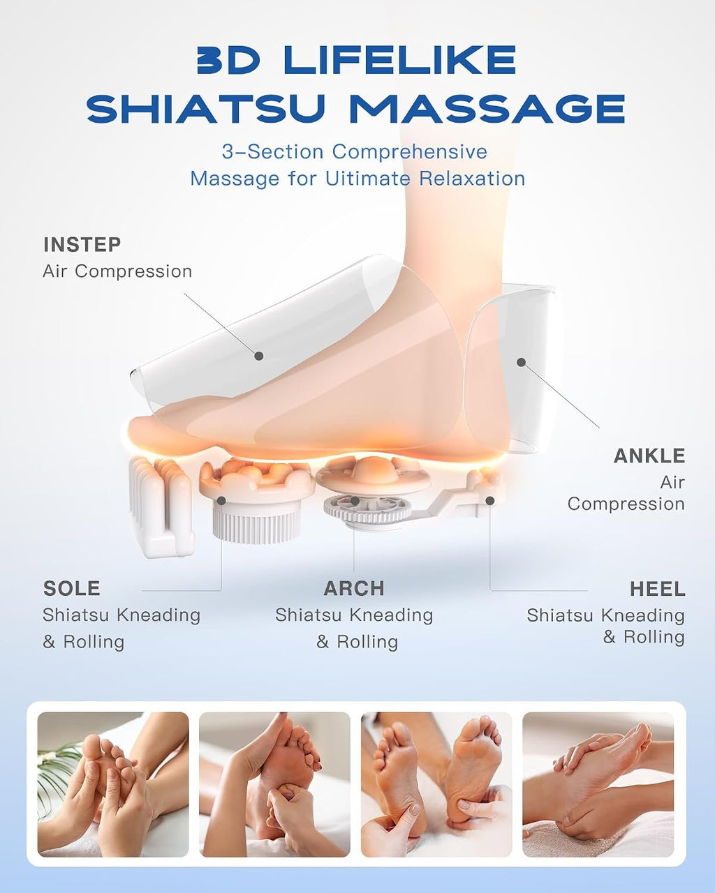 KINGJOY Foot Massager with Heat for Neuropathy and Plantar Fasciitis Relief | Deep Kneading FSA Eligible HSA Shiatsu feet massager, Multi-Level Modes, Remote Control, Self Care Gift for Mom Dad,Size 14