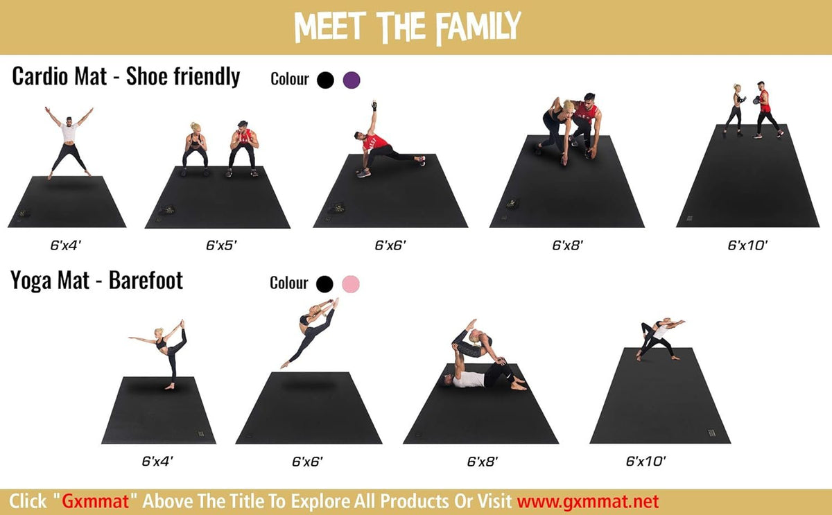 GXMMAT Extra Large Exercise Mat 16'x6'/12'x6'/10'x6'/8'x6'(7mm), Extra Wide Workout Mats for Home Gym Flooring, Non-Slip Thick Durable Cardio Mat for MMA,Plyo,Jump Rope,Weights,Fitness,Shoe-Friendly