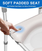 HOMLAND Toilet Seat Riser for Seniors with Adjustable Height & Width, 400lb | Padded Seat, Durable Aluminum Frame, Slip-Resistant Feet, Handicap Elevated Raised Toilet Seat for Elderly, Fit Most Toilet