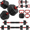 Adjustable Dumbbell set,20/30/45/70/90lbs Free Weight Set | 5 in1 Dumbbell Set with Connector,Used as Barbell,Kettlebells,Push up Stand,Fitness Exercises for Home Gym Suitable Men/Women