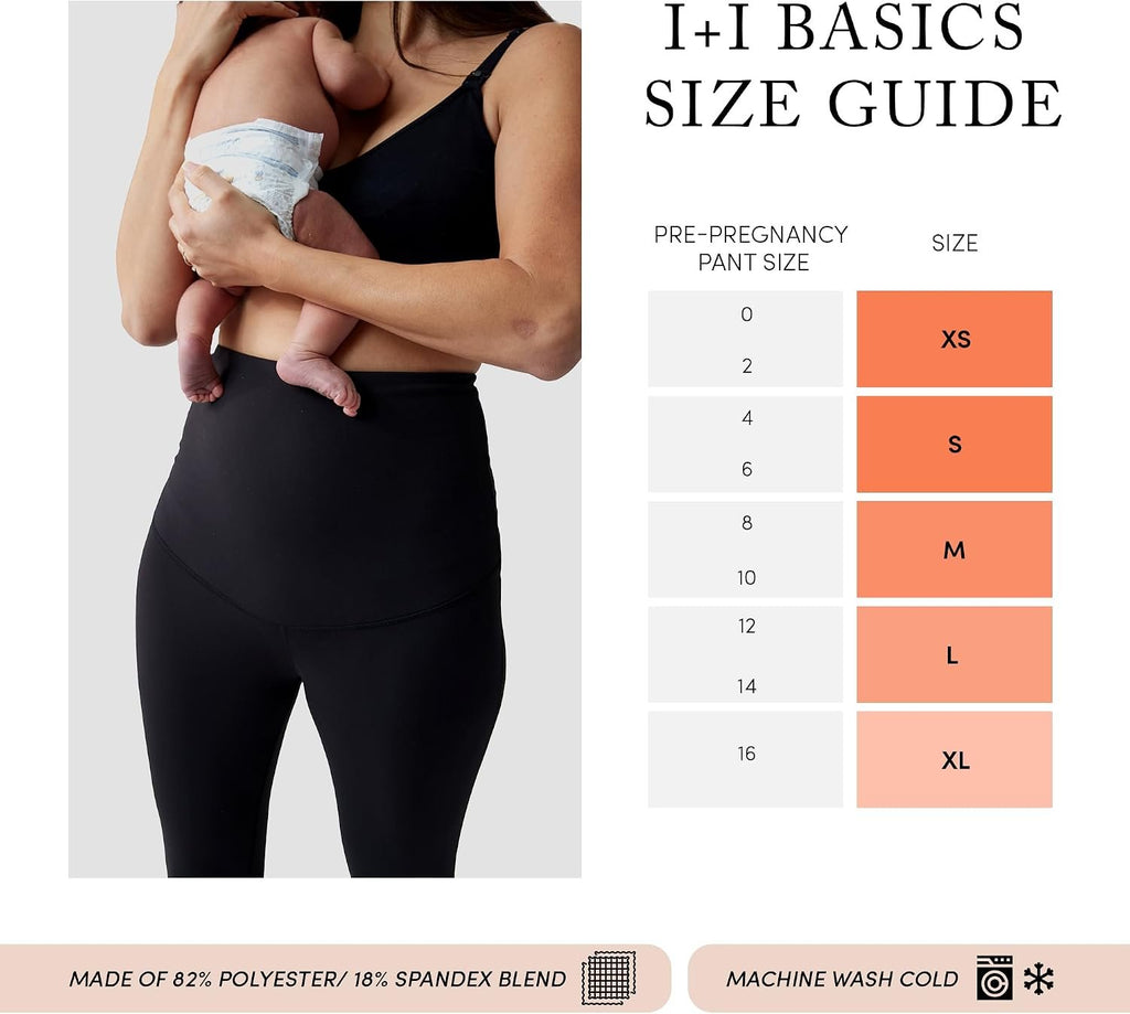 Ingrid & Isabel | Basics Postpartum Compression Leggings | Postpartum Leggings for Tummy Control & Support