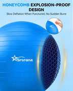 Exercise Ball - Anti-Burst Yoga Ball for Pilates, Pregnancy & Core Stability - Ergonomic Office Desk Ball Chair & Physical Therapy Equipment, Quick Pump Included