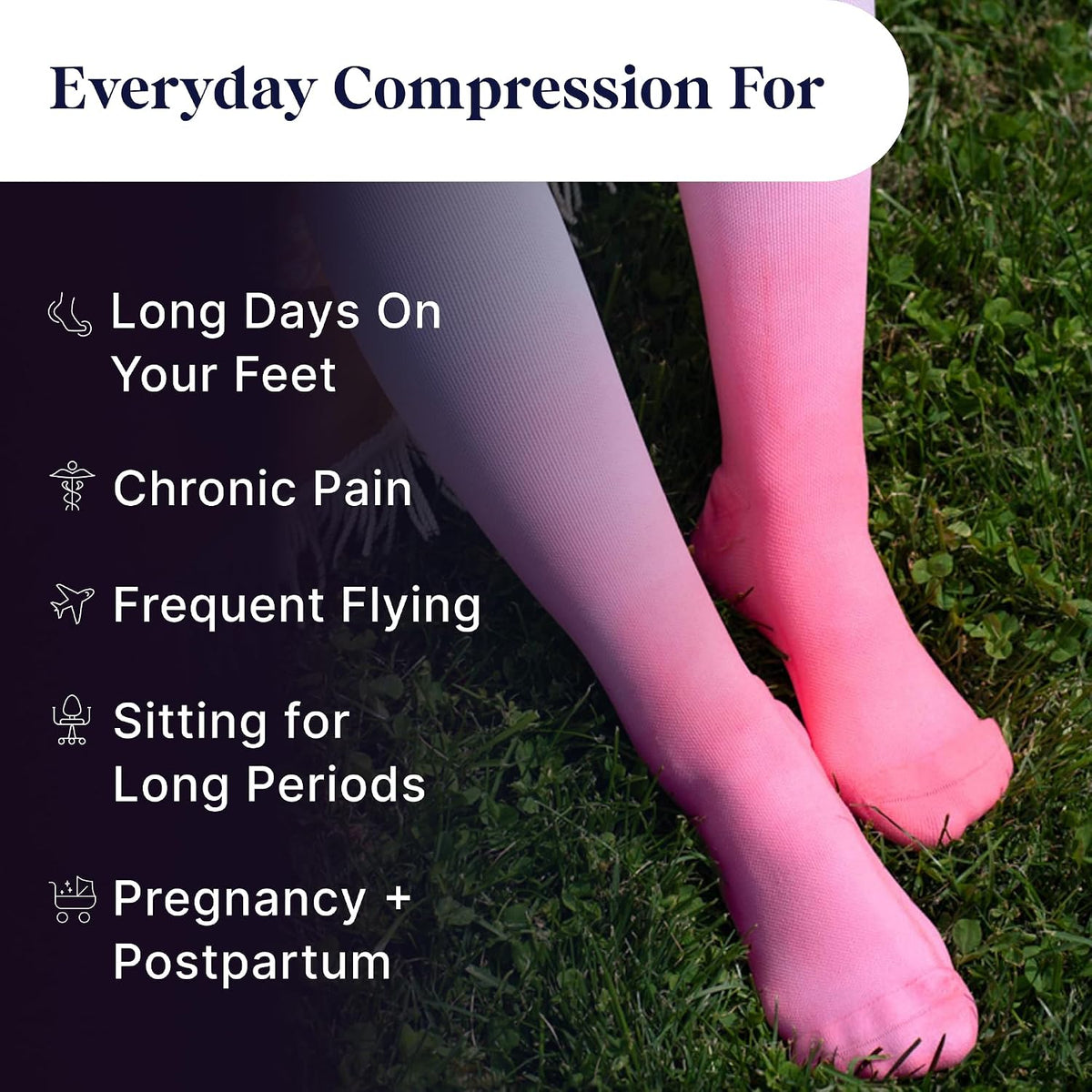 Nylon Knee High Socks - 15-20mmHg Graduated Compression Socks - Soft & Breathable Support Unisex Socks
