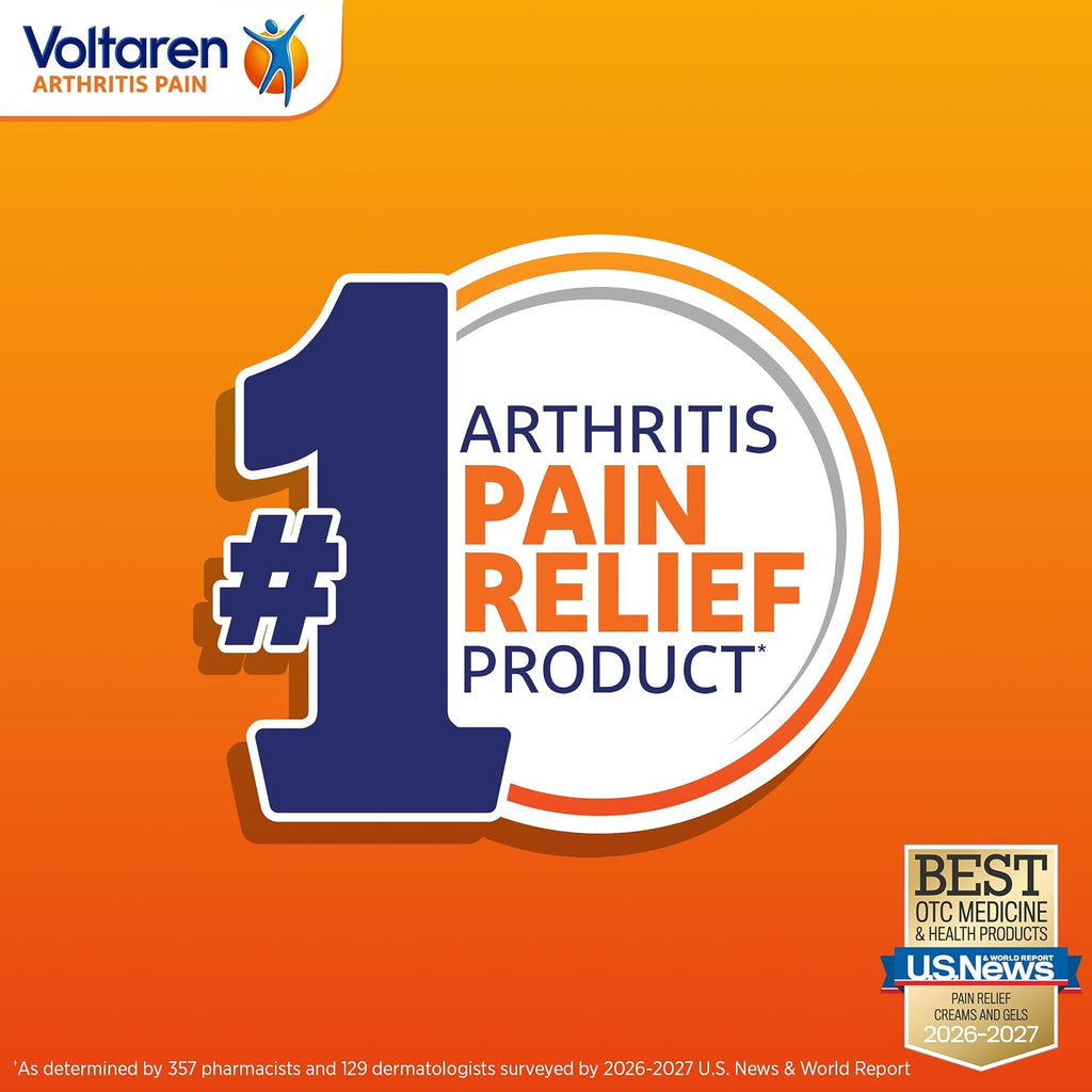 Voltaren Arthritis Pain Gel, One 100 g Tube and one 20 g Travel Size Tube | Prescription Strength Topical Arthritis Pain Relief with Diclofenac, Targets Inflammation, Improves Mobility, Easy Open Cap
