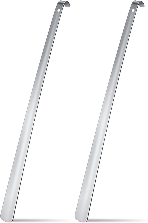 1 Pcs 31.5'' Extra Long Handled Shoe Horn Metal Shoehorn for Men Women Multifunctional Stainless Dressing Stick for Elderly Disabled Limited Mobility, Standing Reach Assist for Senior (Silver)