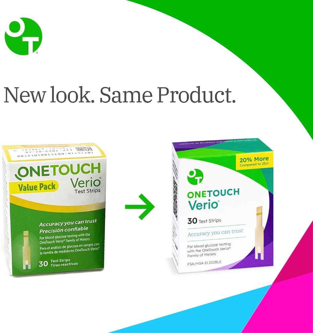 OneTouch Verio Test Strips - 90 Count - Diabetic Test Strips for Blood Glucose Meter & Daily Blood Sugar Levels - 30 Count/Pack (3 Pack)