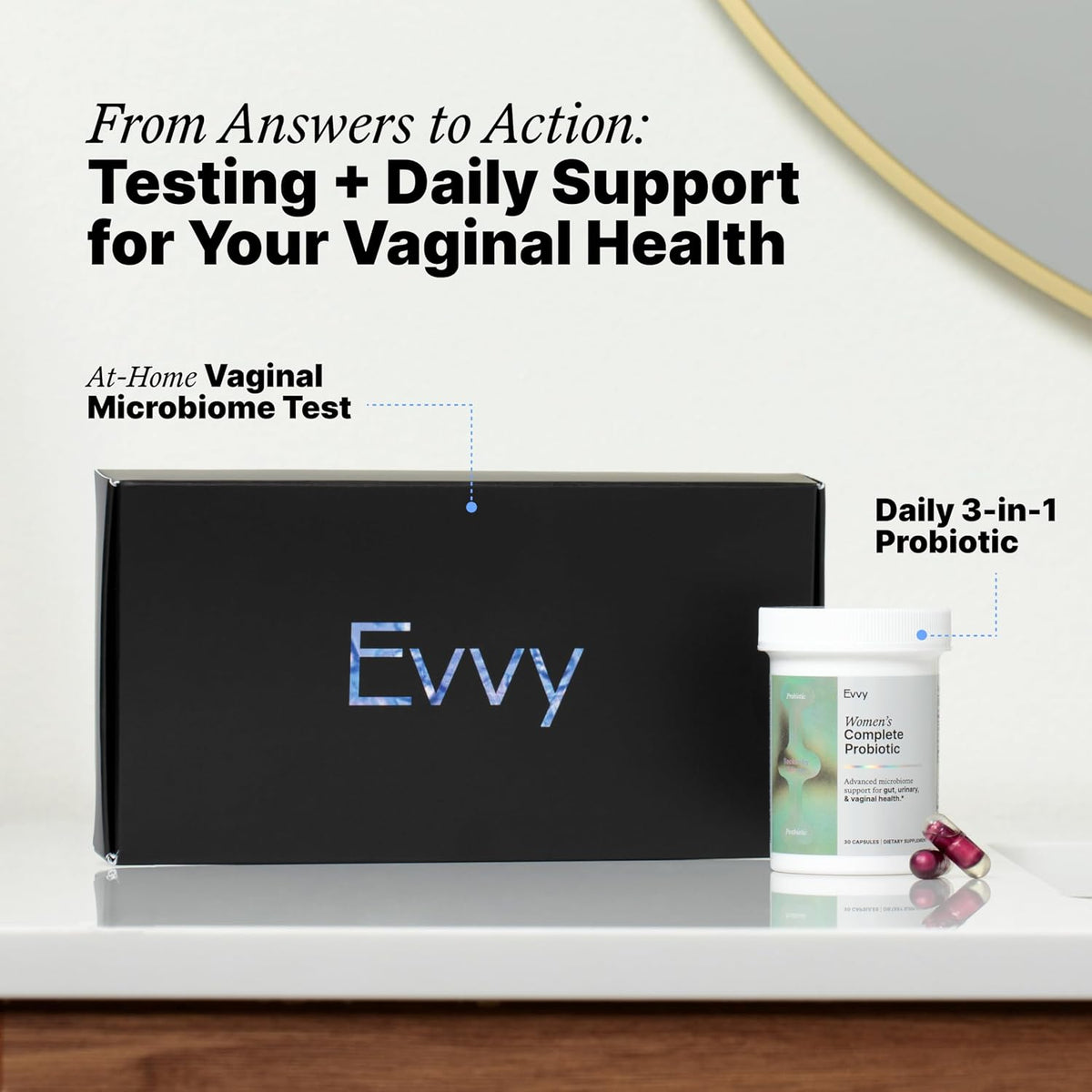 Evvy Women's 3-in-1 Probiotic Gut, Urinary & Vaginal Health | 90 Day Supply