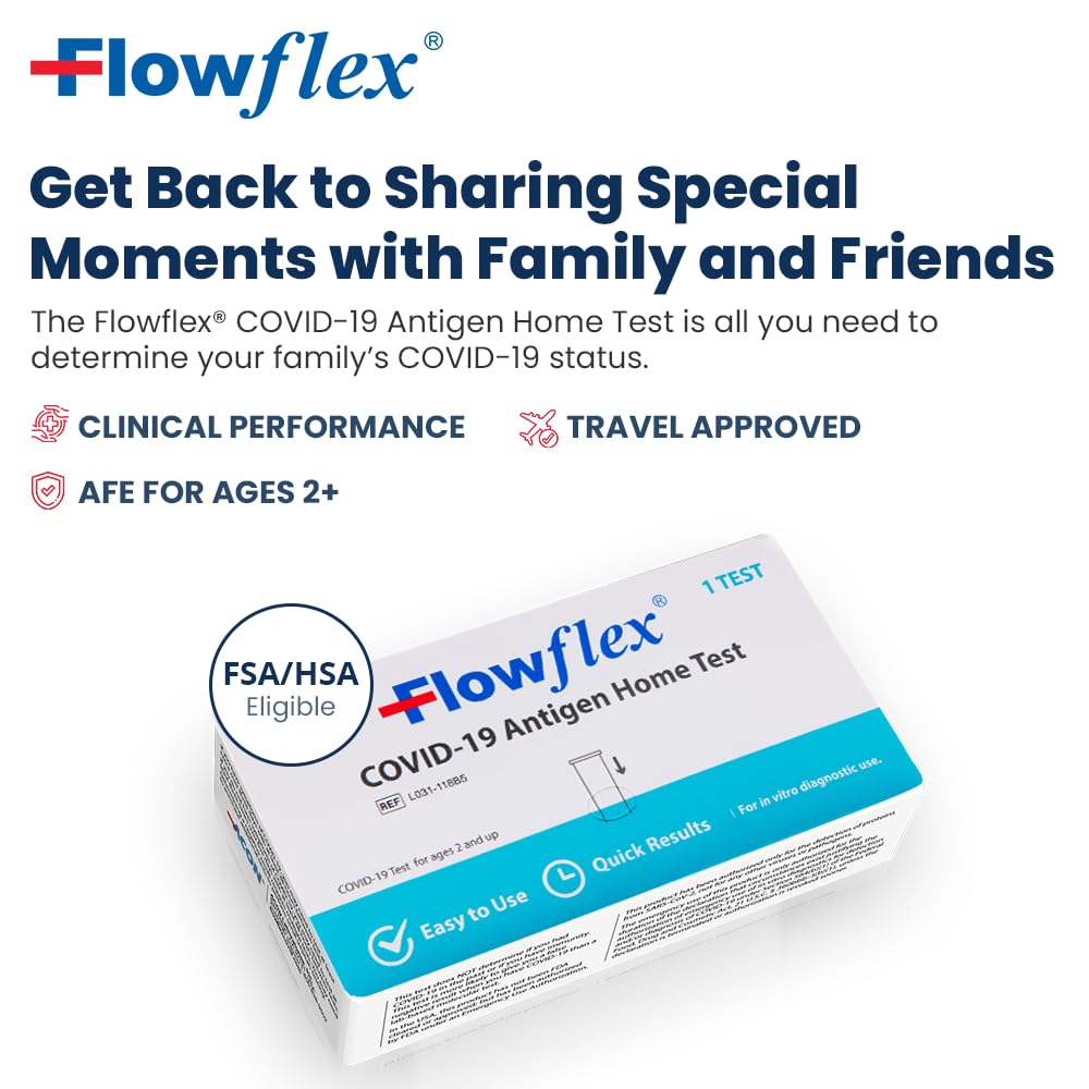 Flowflex COVID Home Test Kit (5 Test) | Rapid Results in 15 Minutes, Trusted OTC COVID-19 Antigen Testing Kit, FSA and HSA Eligible, Easy to Use & No Discomfort