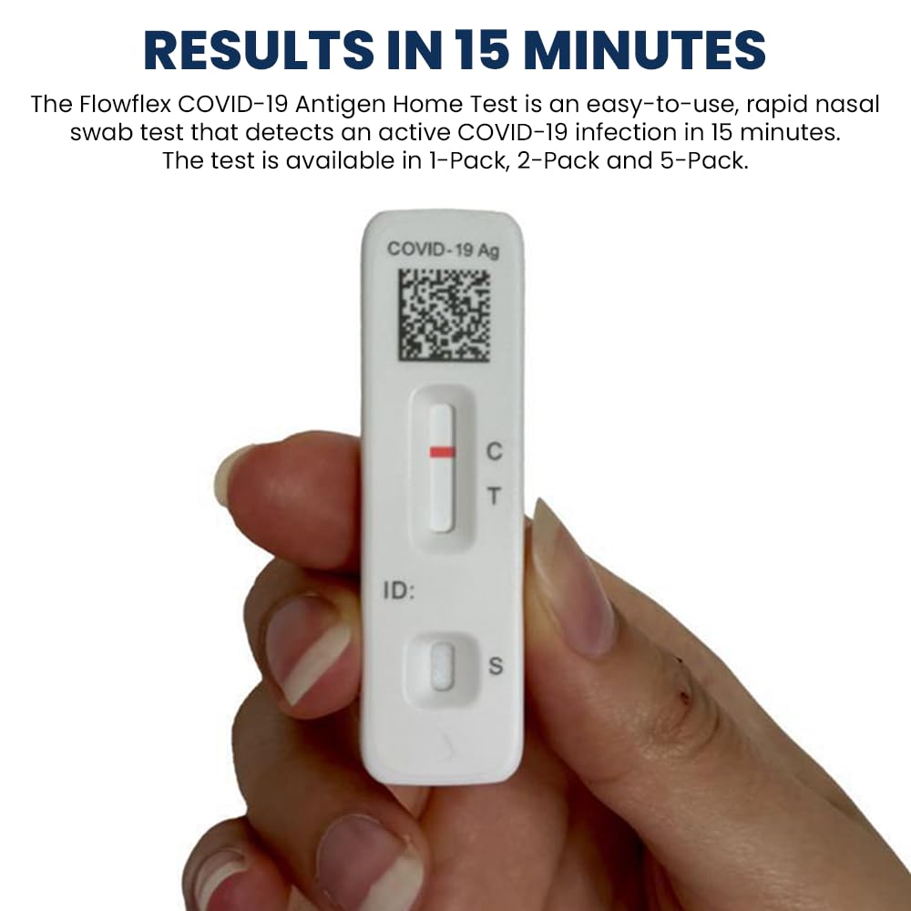 Flowflex COVID Home Test Kit (5 Test) | Rapid Results in 15 Minutes, Trusted OTC COVID-19 Antigen Testing Kit, FSA and HSA Eligible, Easy to Use & No Discomfort