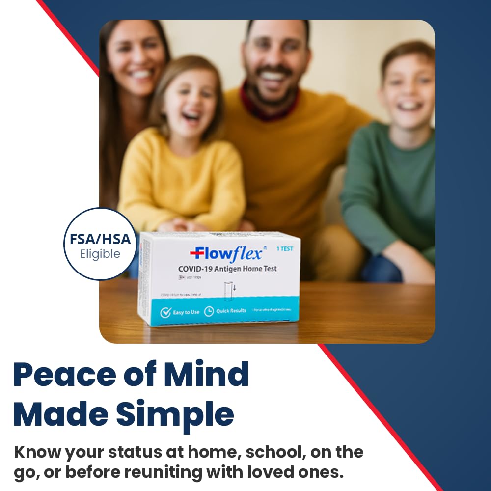 Flowflex COVID Home Test Kit (5 Test) | Rapid Results in 15 Minutes, Trusted OTC COVID-19 Antigen Testing Kit, FSA and HSA Eligible, Easy to Use & No Discomfort