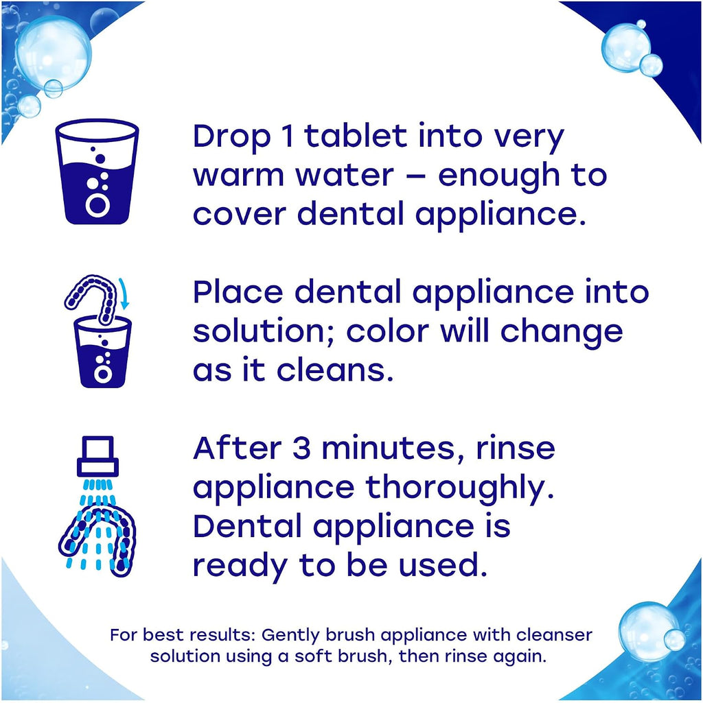 Efferdent Denture Cleaner Tablets, Complete Clean, 126 Count | Retainer Cleaner, Use Daily To Clean Dental Appliances, Full Plate Dentures, Aligners & Mouth Guards