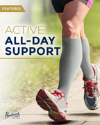 Pembrook® Bamboo Viscose Light Compression Socks - 3 Pairs | 8-15 mmhg Compression Socks | Knee High Comfort Support Socks