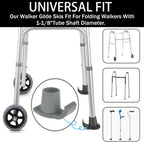 Walker Glide Skis, 4 Pcs Universal Fit Walker Skis | Easy to Use Rubber Walker Feet,Replacement Skis for Walkers,Gift for Seniors,Grey
