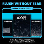 DUDE Wipes Unscented Adult Flushable Wet Wipes, Sensitive Skin, 144 Count | 99% water, extra large flushable butt wipes. Fragrance free, hypoallergenic, vitamin E and aloe. Septic safe. 3 packs of 48.