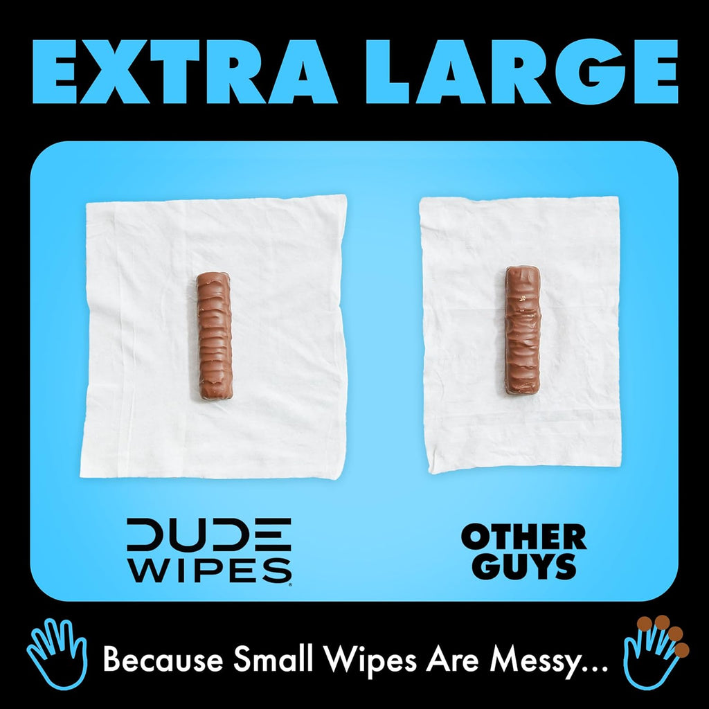 DUDE Wipes Unscented Adult Flushable Wet Wipes, Sensitive Skin, 144 Count | 99% water, extra large flushable butt wipes. Fragrance free, hypoallergenic, vitamin E and aloe. Septic safe. 3 packs of 48.